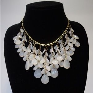 White Beaded Statement Necklace